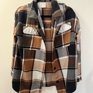 No Boundaries Plaid Shirt in Brown and Black